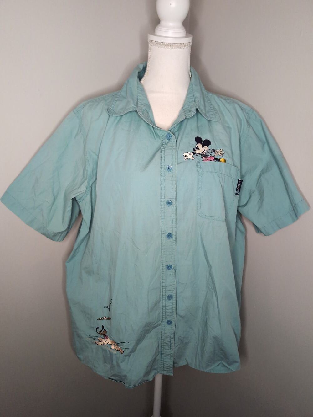 Mickey Unlimited Disney Button Front Shirt 14W 16W Embroidered